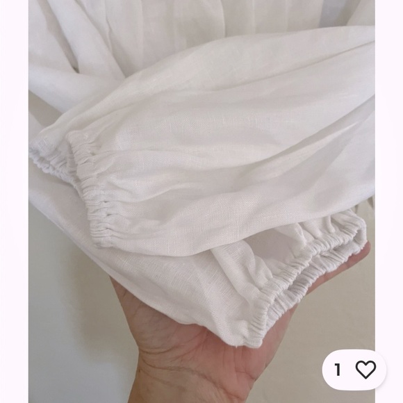 DISSH White Puff Sleeve Linen Crop Top - Picture 7 of 14